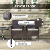 Outsunny 2pcs Rattan Chair Set Garden Wicker Seat Outdoor Patio Furniture with Armrest, Dark Coffee(m-4)