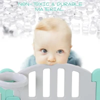 Qaba Baby Enclosure, 16 Panels Baby Playpen Baby Play Yard, Indoor & Outdoor Kids Activity Center, Green(m-7)