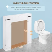 kleankin Over the Toilet Storage Cabinet, Freestanding Bathroom Organizers Cabinet with Flip Up Door and Adjustable Shelves for Laundry Room, White(m-6)