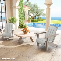 Outsunny Set of 2 Patio Chair Cushions, High Back Adirondack Chair Cushion with Ties, High-Density Foam, Light Grey(m-7)