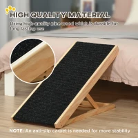 PawHut Elevated Dog Ramp for Bed, Foldable and Height Adjustable Pet Ramp for Cats with Non-Slip Finish, Pine 35.5" L x 16" W x 24" H, Black(m-4)