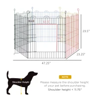 PawHut 23.5"H Metal Pet Playpen Portable Hexagon Dog Exercise Fence Flexible Shape Puppy Crate Kennel w/ Door for Outdoor(m-3)