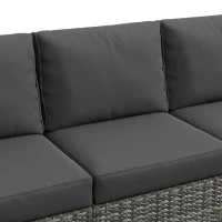 Outsunny Patio Furniture Set, Cushions, Sofa, Loveseat, Fire Pit Table, Gray(m-9)