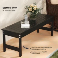 Outsunny 47" Outdoor Bench Seat, HDPE All-Weather Garden Bench, Backless Slatted Patio Bench for Yard, Porch, Park, Black(m-6)