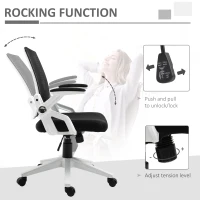 Vinsetto Mid Back Office Chair, Linen-feel Mesh Computer Desk Chair with Lumbar Back Support, Flip-up Arm, Adjustable Height, Black(m-5)