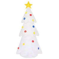 HOMCOM 8 FT Tall Lighted Inflatable Christmas Tree with Star and Multicolor Decorations Blow up Decor Home Indoors with 9 Built-in LED Lights Outdoor Toys in Yard Lawn Garden White(m-2)