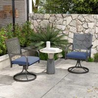 Outsunny 2 Pieces Patio Swivel Chairs with Cushion, Outdoor Swivel Rocker with Curved Armrests, Backrest for Garden, Balcony, Porch, Navy Blue(m-8)