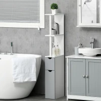 kleankin Bathroom Storage Cabinet with Open Shelves, Grey(m-2)