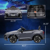 Aosom 12V Licensed Audi RS E-tron GT Kids Ride on Car with Remote Control, Suspension, Horn, Music, Lights, Gray(m-3)