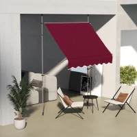 Outsunny 6.5' x 4' Manual Retractable Awning, Non-Screw Freestanding Patio Awning, UV Resistant, for Window or Door, Wine Red(m-8)