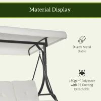 Outsunny Convertible Patio Swing Bed with Canopy and Cushions, 3 Seater Porch Swing for Outdoor, Backyard, Garden, Cream White(m-7)