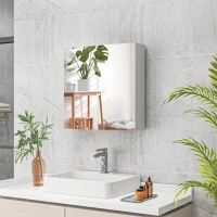 kleankin 24" x 24" Medicine Cabinet, Wall Mounted Bathroom Mirror Cabinet with Mirrored Doors, Adjustable Shelves and Soft Close Mechanism, High Gloss White(m-8)