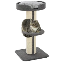 PawHut Cat Tree Kitty Tower with Sisal Mat Scratching Post, Cat Bed, Cushion, Perch, 18" x 18" x 36", Grey(m-2)
