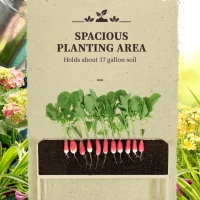 Outsunny Galvanized Raised Garden Bed, Metal Planter Box with Legs, Storage Shelf and Bed Liner, Cream(m-4)