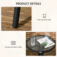 Outsunny 3 Pieces Outdoor Wicker Furniture Set with 2 Stackable Chairs, Tempered Glass Coffee Table for Garden, Backyard, Black(m-7)