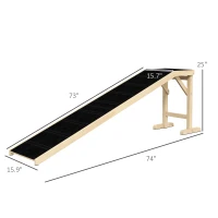 PawHut Dog Ramp for Bed, Pet Ramp for Dogs with Non-Slip Carpet and Top Platform, 74" x 16" x 25", Natural(m-3)