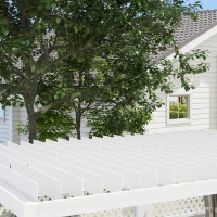Outsunny 10' x 13' Outdoor Retractable Pergola w/ Sun Shade Aluminum Louvered Top, Pergola w/ Canopy, Curtains, Netting, Cream(m-8)