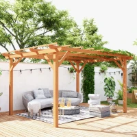 Outsunny 10' x 13' Wood Pergola, Outdoor Gazebo Grape Trellis with Stable Structure for Climbing Plant Support, Dark Brown(m-9)