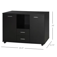Vinsetto Multifunction Office Filing Cabinet Printer Stand with 2 Drawers, 2 Shelves, & Smooth Counter Surface, Black(m-3)