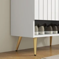 HOMCOM Entryway Shoe Storage Cabinet, Narrow Shoe Cabinet with Adjustable Shelves and Open Shelf for 15 Pairs of Shoes, White(m-10)