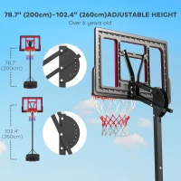 Qaba Kids Basketball Hoop, 6.6-8.5ft Adjustable Height Basketball Net with Weight Bag, for Indoor Outdoor, for 6+ Years(m-4)