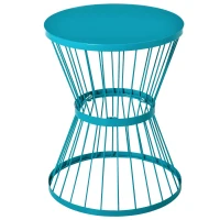 Outsunny 16" Steel Patio Side Table, Garden End Table with Hourglass Design, Accent Table for Outdoor and Indoor Use, Blue(m-11)