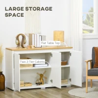 HOMCOM Sideboard Cabinet, Buffet Table with 3 Doors and Adjustable Shelves for Living Room, Entryway, White(m-4)