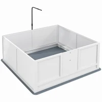 PawHut Whelping Box for Dogs with Retractable Light Stand, Waterproof Pad, Rail, Adjustable Height Door, 49" x 47"(m-11)