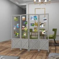 HOMCOM 4.7' 4 Panel Room Divider, Indoor Privacy Screens for Home, Distressed Gray(m-7)