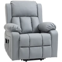 HOMCOM Electric Recliner Chair, Lift Chair for Elderly with Vibration Massage, Remote Control and Side Pockets, Gray(m-1)