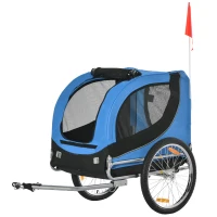 Aosom Dog Bike, Trailer Foldable Pet Cart, Bicycle Wagon, Cargo Carrier Attachment for Travelling w/ Safety Anchor, Blue(m-11)