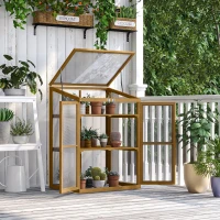 Outsunny Wooden Cold Frame Greenhouse Small Mini Planter Box, 30" L x 24" W x 44" H, Brown(m-10)