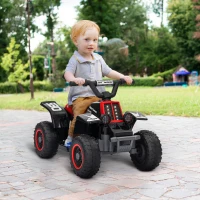 Qaba 6V Kids ATV Quad, 4 Wheeler Battery Powered Electric Ride on Car w/ Lights, Forward Backward, Black(m-1)
