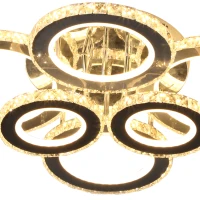 HOMCOM Elegant LED Chandelier with 6 Rings, Ceiling Light with Cool White Lighting for Living Room, Dining Room, or Bedroom, Silver(m-9)