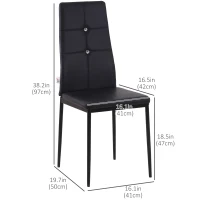 HOMCOM Set of 4 Modern Style Dining Chairs, Button Tufted High Back Side Chairs with Upholstered Seat, Steel Legs for Living Room, Kitchen, Study, Bedroom, Black(m-3)