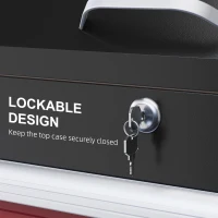 HOMCOM Tool Cart on Wheels Service Cart with 2 Drawers Tray Lockable Flip Top Storage for Garage Warehouse Workshop Black(m-6)