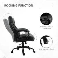 Vinsetto 484LBS Big and Tall Ergonomic Executive Office Chair with Wide Seat, High Back Adjustable Computer Task Chair Swivel PU Leather, Black(m-6)