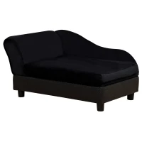 PawHut Pet Sofa Dog Couch Chaise Lounge Pet Bed with Storage Function Small Sized Dog Various Cat Sponge Cushioned Bed Lounge, Black(m-11)