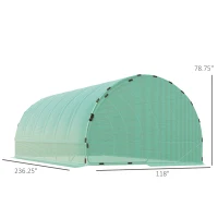 Outsunny 20' x 10' x 7' Tunnel Greenhouse Outdoor Walk-In Hot House with 2 Hinged Doors, Reinforced Steel Frame, PE Cover, Green(m-3)