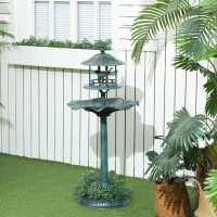 Outsunny 3-in-1 Garden Bird Bath Bowl Pedestal with Bird Feeder, Large Water Basin, Underneath Flower Planter, Green(m-2)