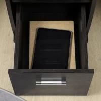 HOMCOM 47" Computer Desk with Keyboard Tray and Storage Drawers, Home Office Workstation Table with Storage Shelves, Dark Brown Wood Grain(m-8)