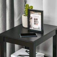 HOMCOM Side Table, Modern Coffee End Table with Drawer and Shelf,  Nightstand for Bedroom, Living Room, Black(m-10)