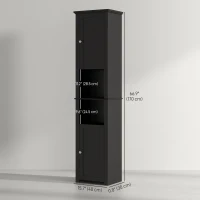 HOMCOM Tall Medicine Cabinet, Freestanding Bathroom Storage Cabinet with Shelves and 2 Cupboards, Bathroom Organizer, Black(m-3)