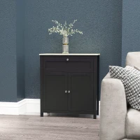 HOMCOM Sideboard Cabinet, Buffet Table with Drawer, Double Door Cupboard and Adjustable Shelf for Living Room, Entryway, Black(m-8)