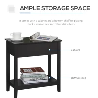 HOMCOM End Side Table in Flip Top Design with Cabinet and Bottom Shelf, Storage Furniture Decoration for Bedroom Living Room Office, Dark Coffee(m-6)