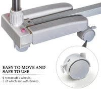 HOMCOM Garment Drying Rack Stainless Steel Folding Clothes Hanging Rack with Side Wings Castors for Indoor Outdoor White(m-6)