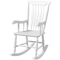Outsunny Porch Rocker Chair, 350 lbs. Wooden Outdoor Rocking Chair with High Back for Garden, Patio, Balcony, White(m-1)