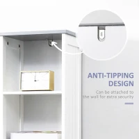 kleankin Tall Bathroom Storage Cabinet, Slim Bathroom Cabinet with 3 Tier Shelf, Drawer, Door, Freestanding Linen Tower, White(m-7)