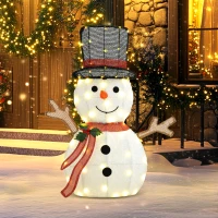 Outsunny Light Up Snowman Yard Decoration, Lighted Snowman Christmas Decoration for Indoor and Outdoor, White(m-8)