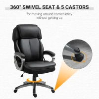 Vinsetto High Back Executive Chair Computer Ergonomic Task Seat PU Leather Swivel Chair for Office with Padded Armrests, Adjustable Height, Black(m-9)